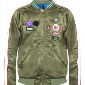 BRAND NEW!NEVER WORN! DIESELS ORIGINAL olivegreen/blue reversible bomber jacket